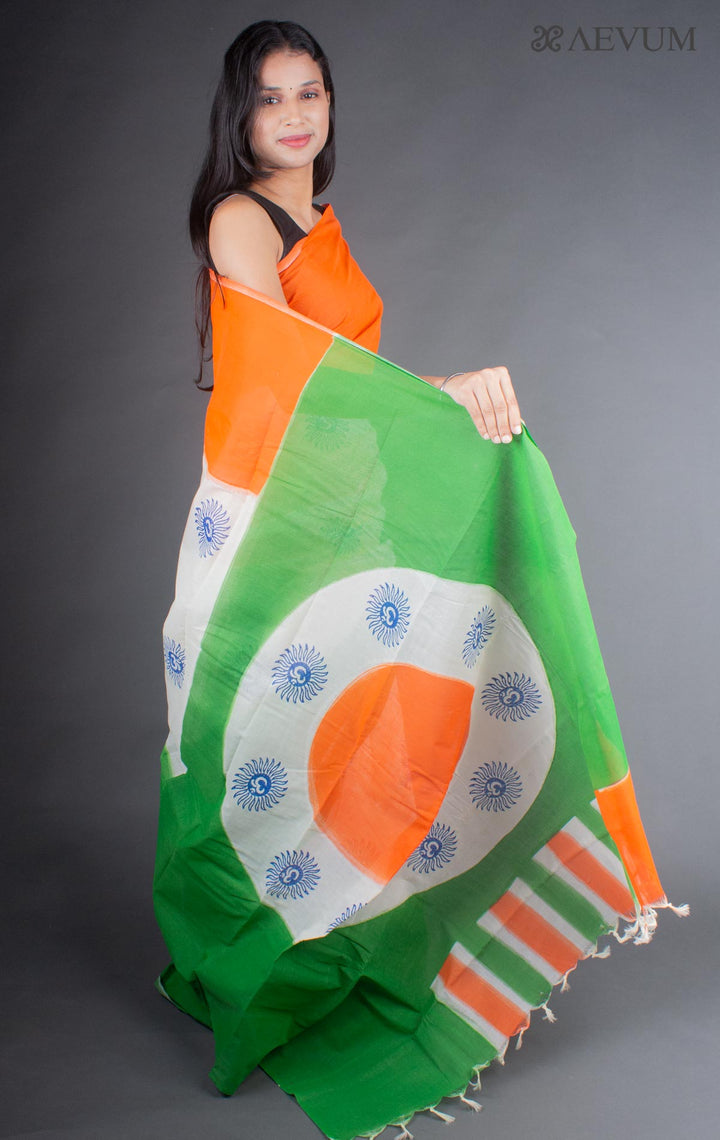 Bengal Cotton Block Printed Saree without Blouse Piece - 6447 Saree AEVUM 2   