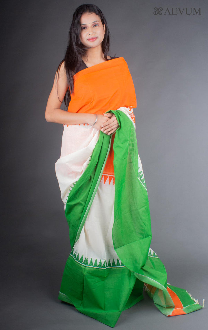 Bengal Cotton Block Printed Saree without Blouse Piece - 6453 - AEVUM