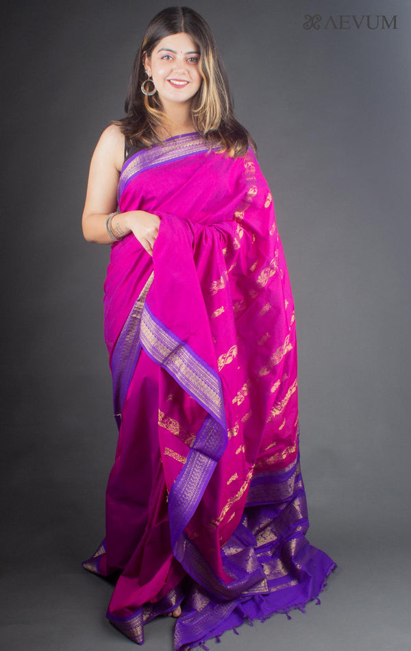Kalyani South Cotton Silk Handloom Saree with Blouse Piece - 6519 - AEVUM