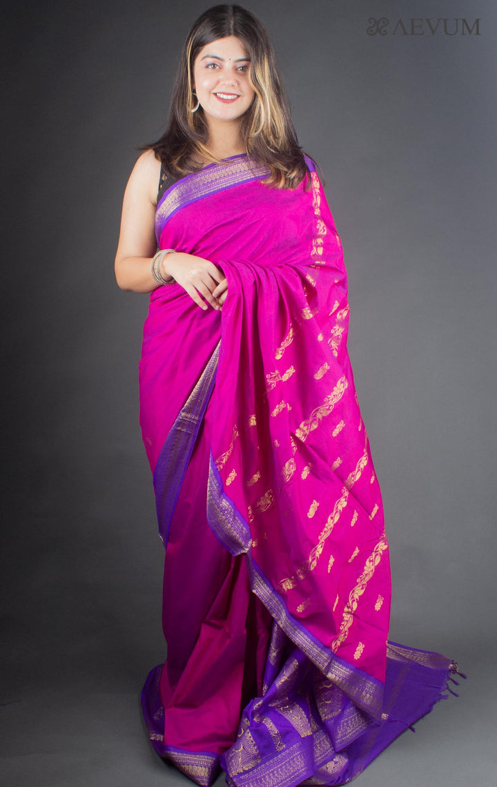 Kalyani South Cotton Silk Handloom Saree with Blouse Piece - 6519 - AEVUM