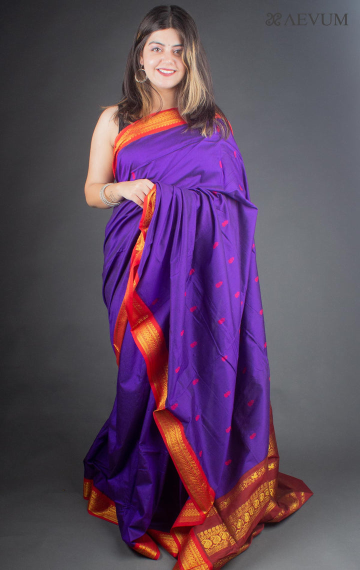Kalyani South Cotton Silk Handloom Saree with Blouse Piece - 6520 - AEVUM