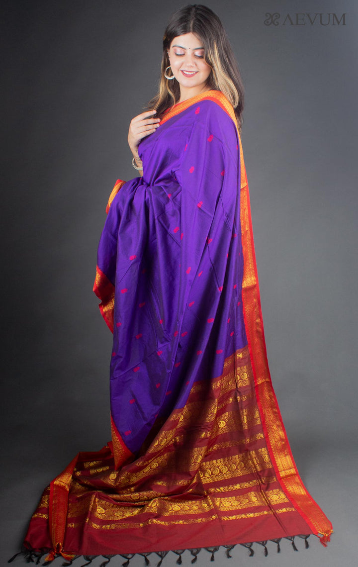 Kalyani South Cotton Silk Handloom Saree with Blouse Piece - 6520 - AEVUM