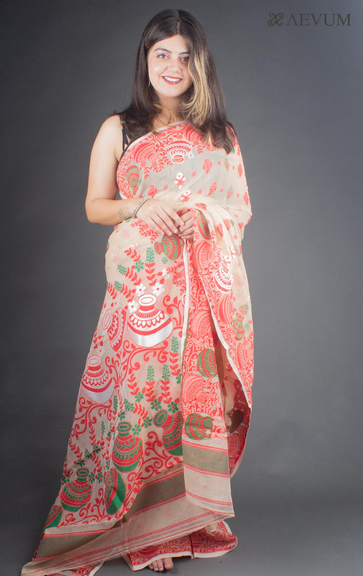 Dhakai Jamdani Saree without Blouse Piece - 6523 Saree Anita Kuthir   