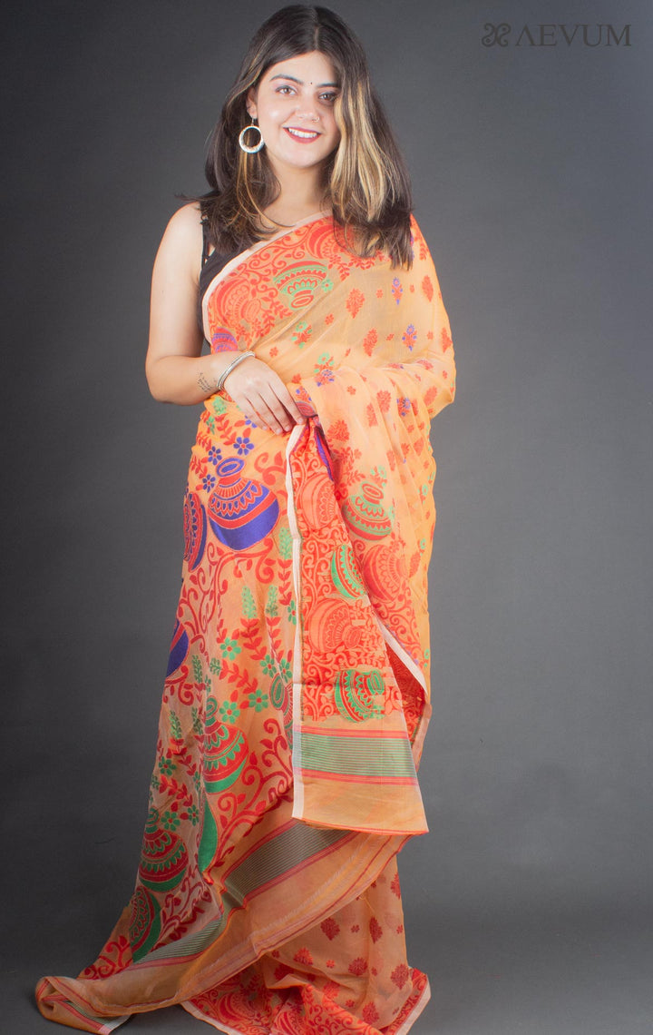 Dhakai Jamdani Saree without Blouse Piece - 6524 Saree Anita Kuthir   