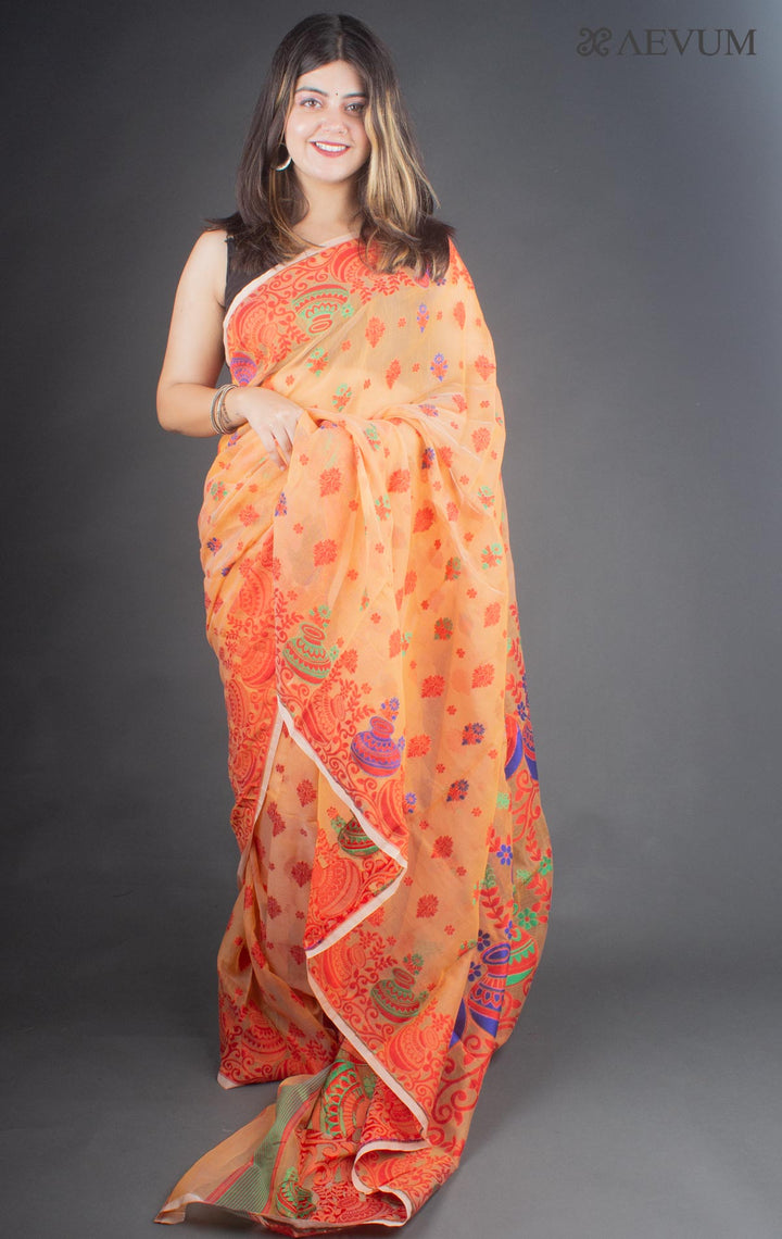 Dhakai Jamdani Saree without Blouse Piece - 6524 Saree Anita Kuthir   