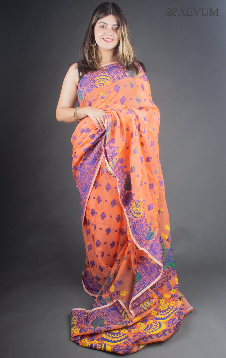 Dhakai Jamdani Saree without Blouse Piece - 6525 Saree Anita Kuthir   