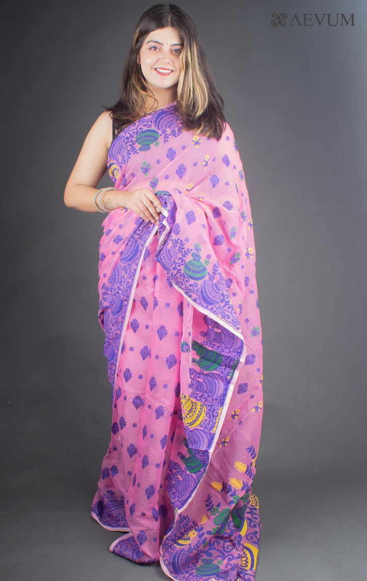 Dhakai Jamdani Saree without Blouse Piece - 6526 - AEVUM