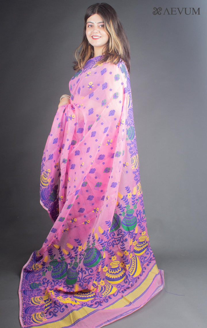 Dhakai Jamdani Saree without Blouse Piece - 6526 - AEVUM