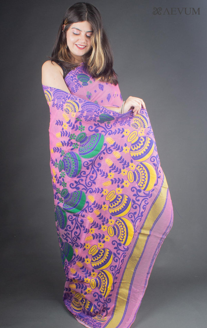 Dhakai Jamdani Saree without Blouse Piece - 6526 - AEVUM