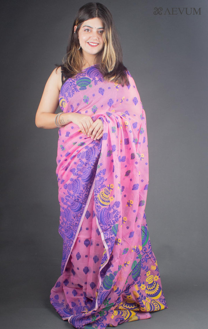 Dhakai Jamdani Saree without Blouse Piece - 6526 - AEVUM