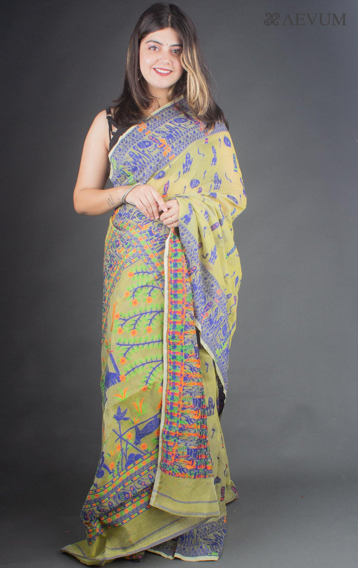 Dhakai Jamdani Saree without Blouse Piece - 6532 Saree Anita Kuthir   