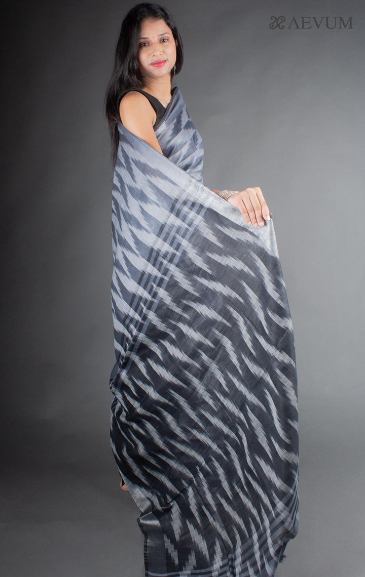 Semi Linen Ikkat Saree with Blouse Piece - 7009 - AEVUM