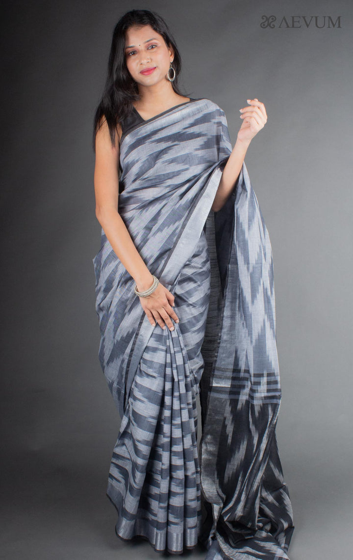 Semi Linen Ikkat Saree with Blouse Piece - 7009 - AEVUM