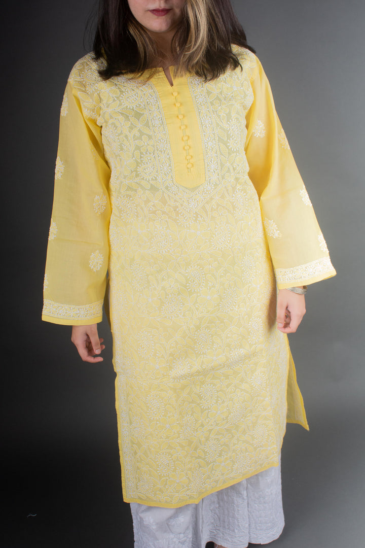 Hand Embroidered Lucknowi Chikankari Kurti - 7151 Kurti Silk Thread   