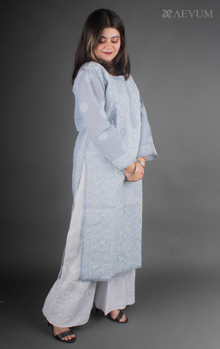Hand Embroidered Lucknowi Chikankari Kurta Set - 7157 Women's Kurta Set AEVUM