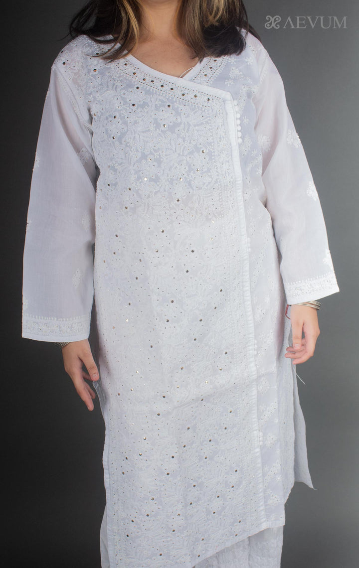 Hand Embroidered Lucknowi Chikankari Kurti - 7163 Kurti Silk Thread   