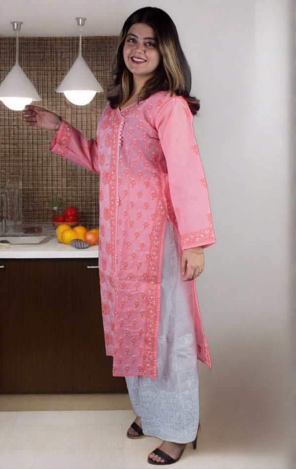 Hand Embroidered Lucknowi Chikankari Kurti - 7166 - AEVUM