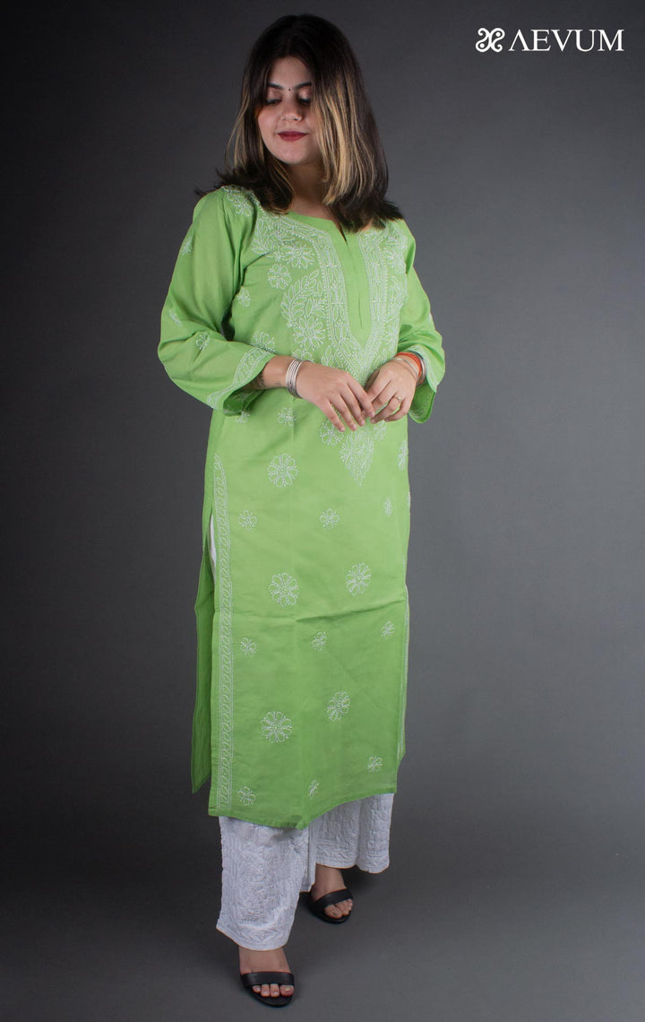 Hand Embroidered Lucknowi Chikankari Kurti - 7187 - AEVUM