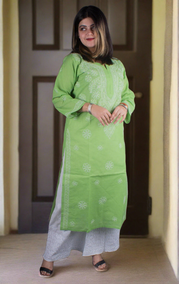 Hand Embroidered Lucknowi Chikankari Kurti - 7187 - AEVUM