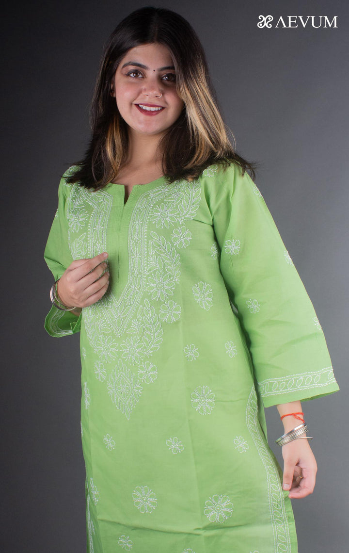 Hand Embroidered Lucknowi Chikankari Kurti - 7187 - AEVUM