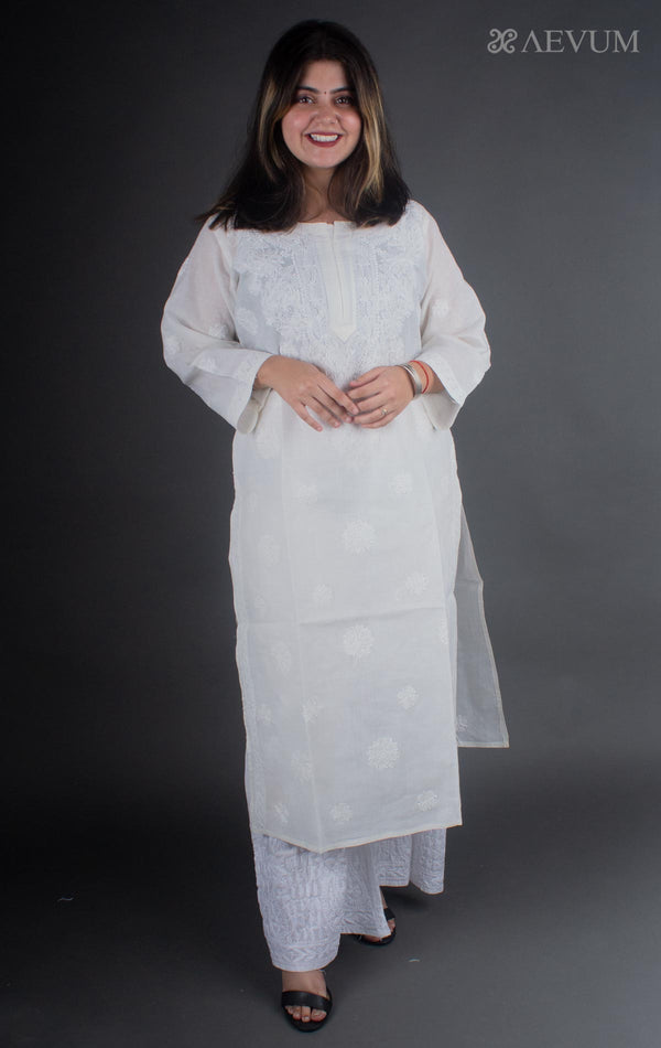 Hand Embroidered Lucknowi Chikankari Kurti - 7188 - AEVUM