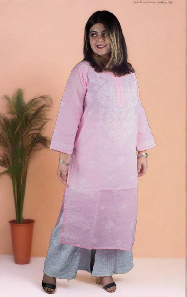 Hand Embroidered Lucknowi Chikankari Kurti - 7190 - AEVUM