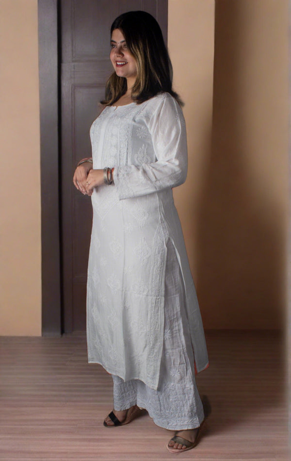 Hand Embroidered Lucknowi Chikankari Kurti - 7191 - AEVUM