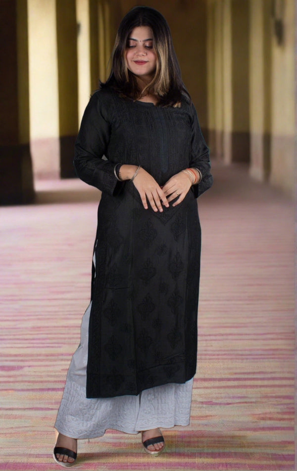 Hand Embroidered Lucknowi Chikankari Kurti - 7194 - AEVUM