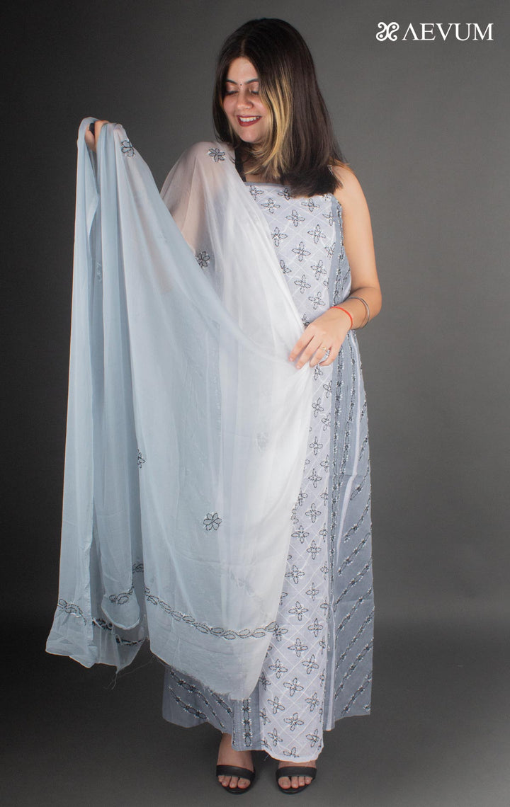 Hand Embroidered Lucknowi Chikankari Dress Material - 7209 - AEVUM