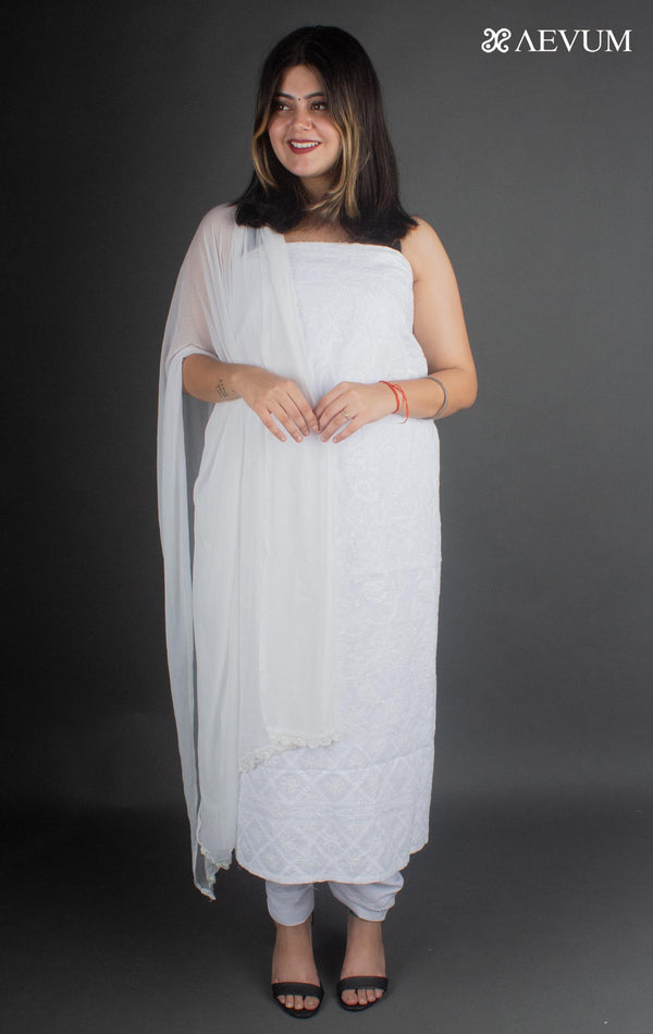 Hand Embroidered Lucknowi Chikankari Dress Material - 7214 - AEVUM