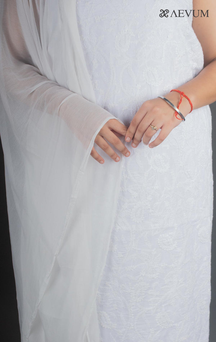 Hand Embroidered Lucknowi Chikankari Dress Material - 7214 - AEVUM