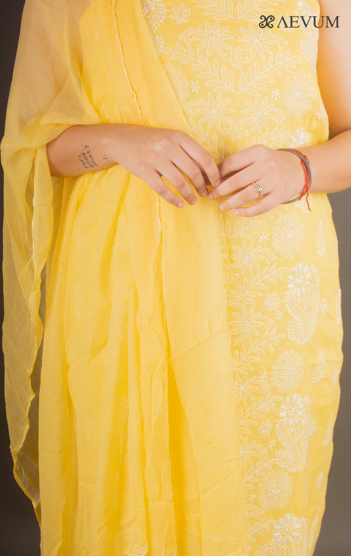 Hand Embroidered Lucknowi Chikankari Dress Material - 7221 - AEVUM