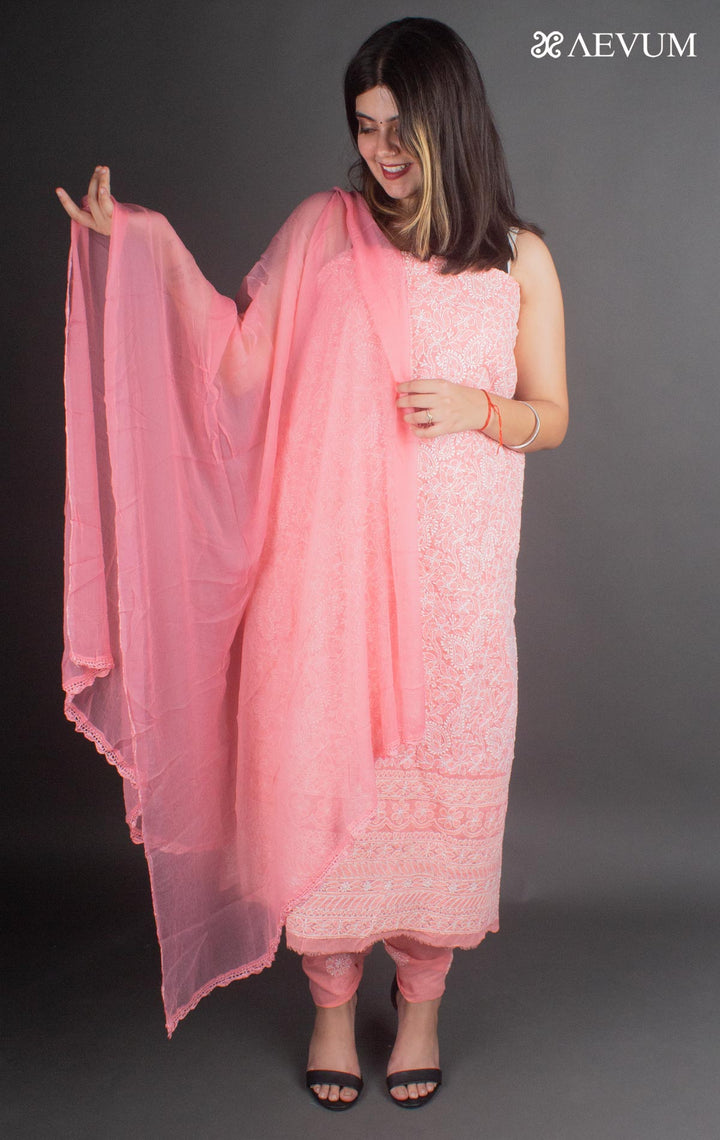 Hand Embroidered Lucknowi Chikankari Dress Material - 7227 Dress Material Silk Thread   