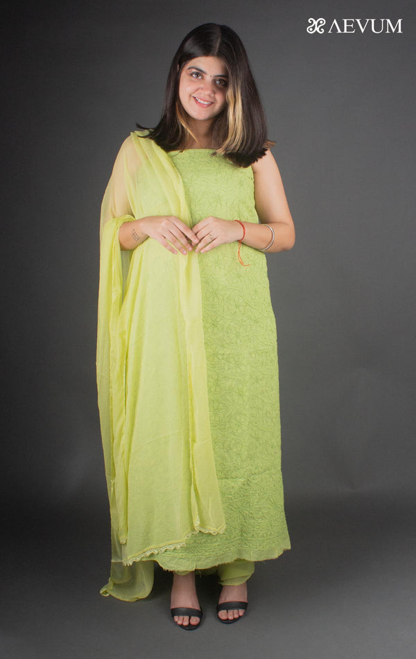 Hand Embroidered Lucknowi Chikankari Dress Material - 7228 Dress Material Silk Thread   