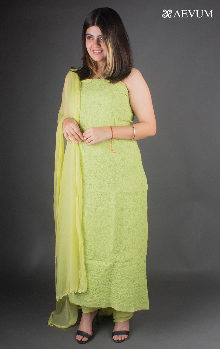 Hand Embroidered Lucknowi Chikankari Dress Material - 7228 - AEVUM