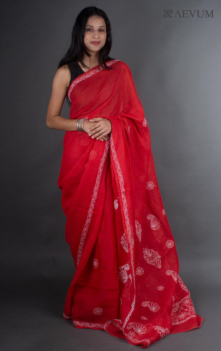 Hand Embroidered Lucknowi Chikankari Saree - 7240 - AEVUM