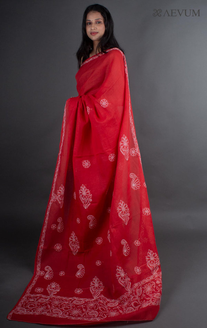 Hand Embroidered Lucknowi Chikankari Saree - 7240 - AEVUM