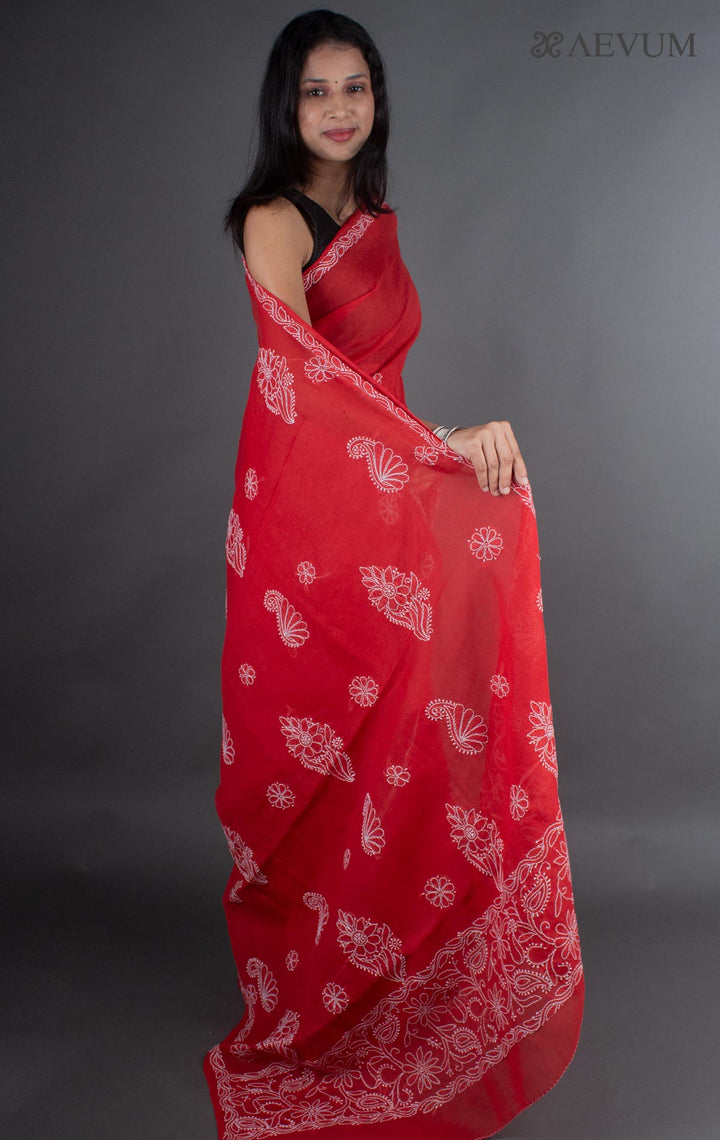 Hand Embroidered Lucknowi Chikankari Saree - 7240 - AEVUM