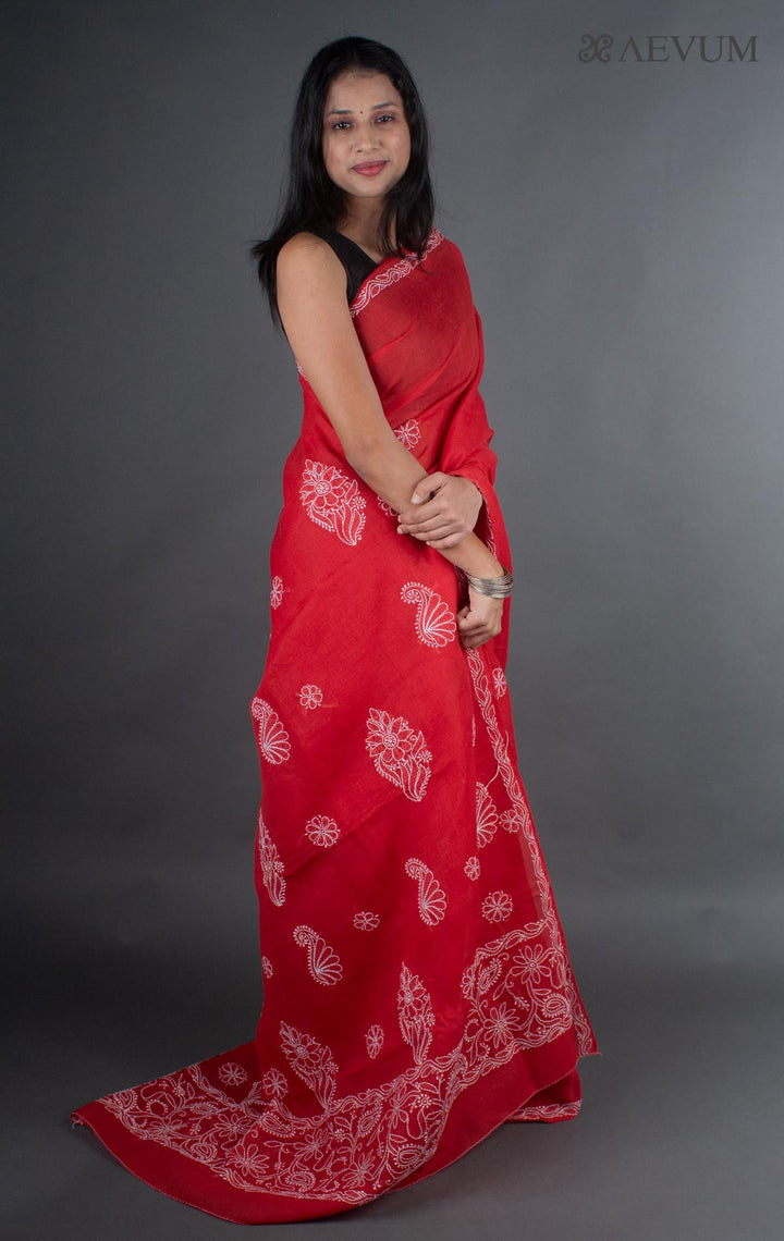 Hand Embroidered Lucknowi Chikankari Saree - 7240 - AEVUM