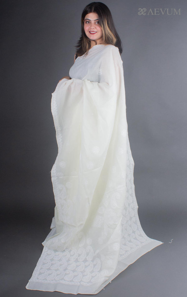 Hand Embroidered Lucknowi Chikankari Saree - 7243 - AEVUM