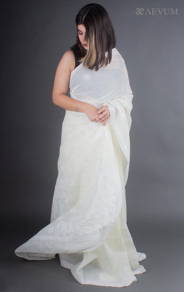 Hand Embroidered Lucknowi Chikankari Saree - 7243 - AEVUM