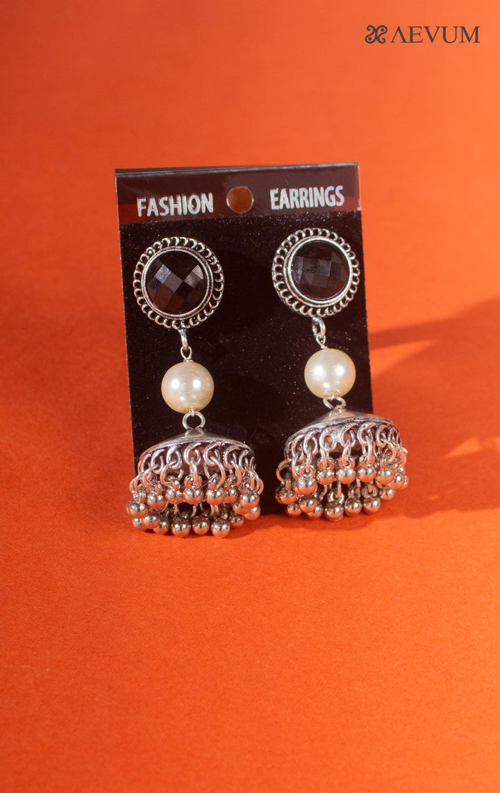 Oxidised Triple Layer Jhumki Earrings - 8245 Jewellery Ozanoo   