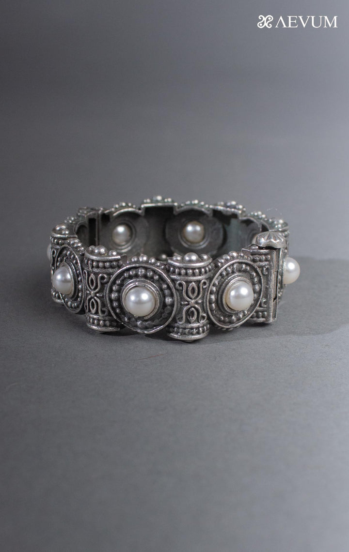 Silver Lookalike Bangle / Kada with Pearl - 8232 Jewellery Kalyan Arts   