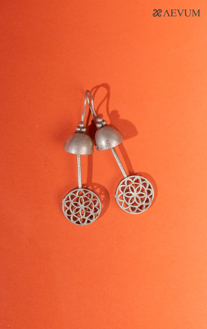 Silver Long Brass Dangling Earrings - 8239 Jewellery Ozanoo   