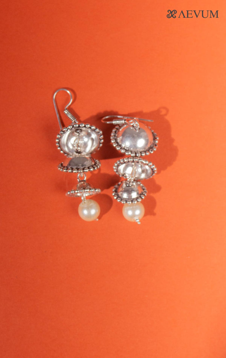 Oxidised Triple Layer Jhumki Earrings - 8251 - AEVUM
