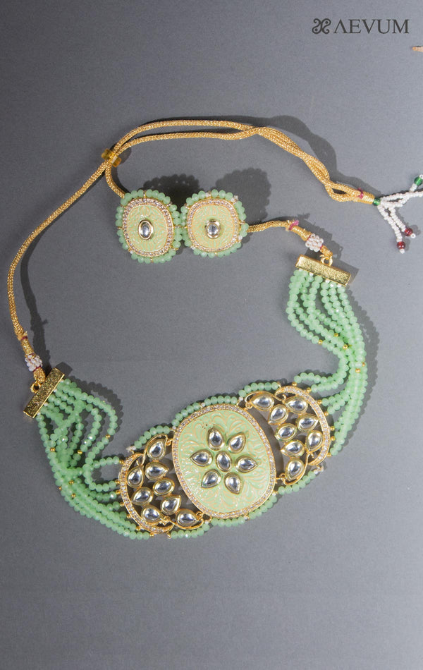Kundan meena Choker Set - 8290 Jewellery AEVUM