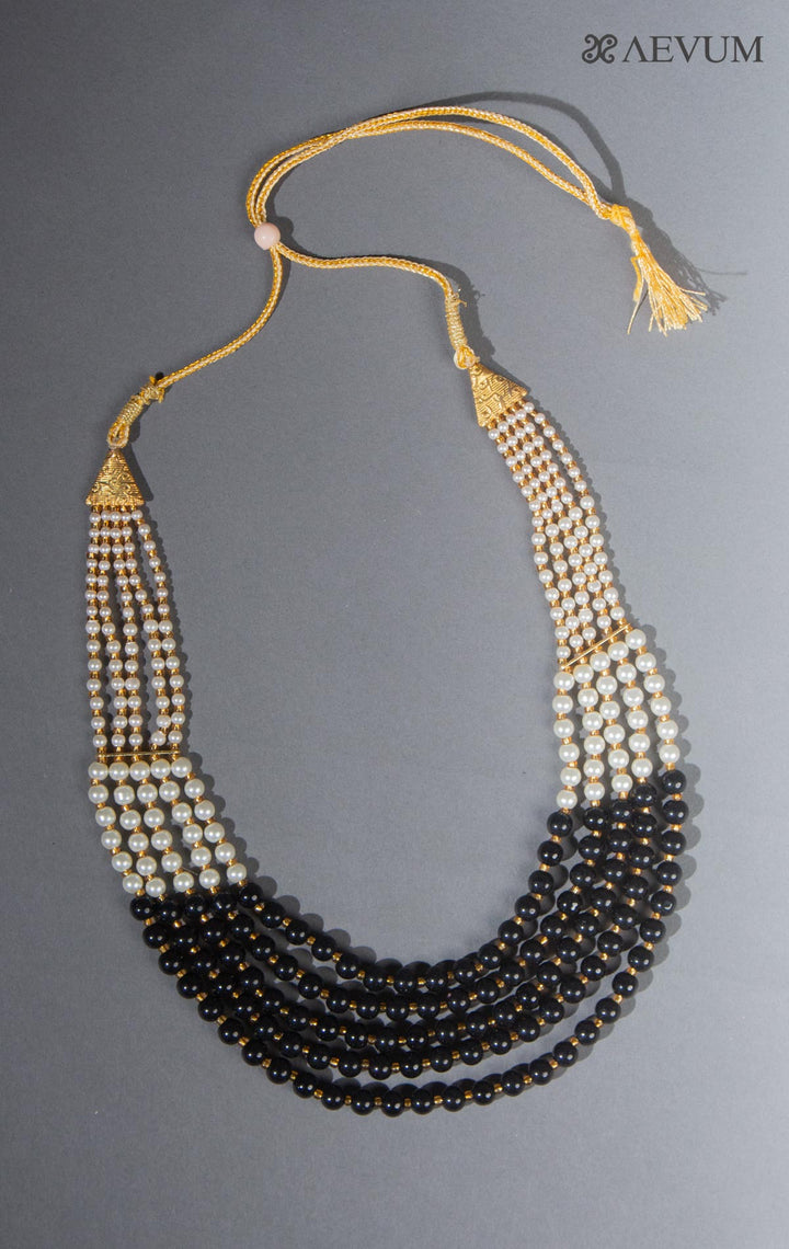 Heavy Designer Five Layer Black Beaded Pearl Mala - 8292 Jewellery AEVUM