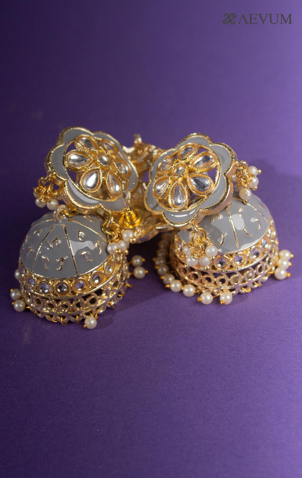 Kundan Meenakari Jhumka - 8306 Jewellery Ozanoo   