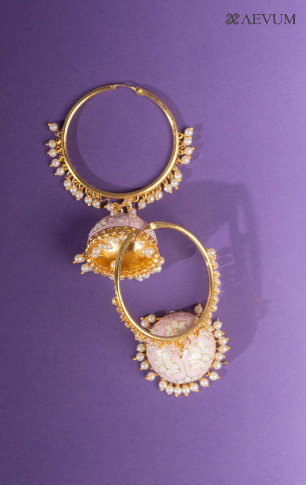 Meenakari Golden Pearl Big Jhumka - 8314 Jewellery Ozanoo   