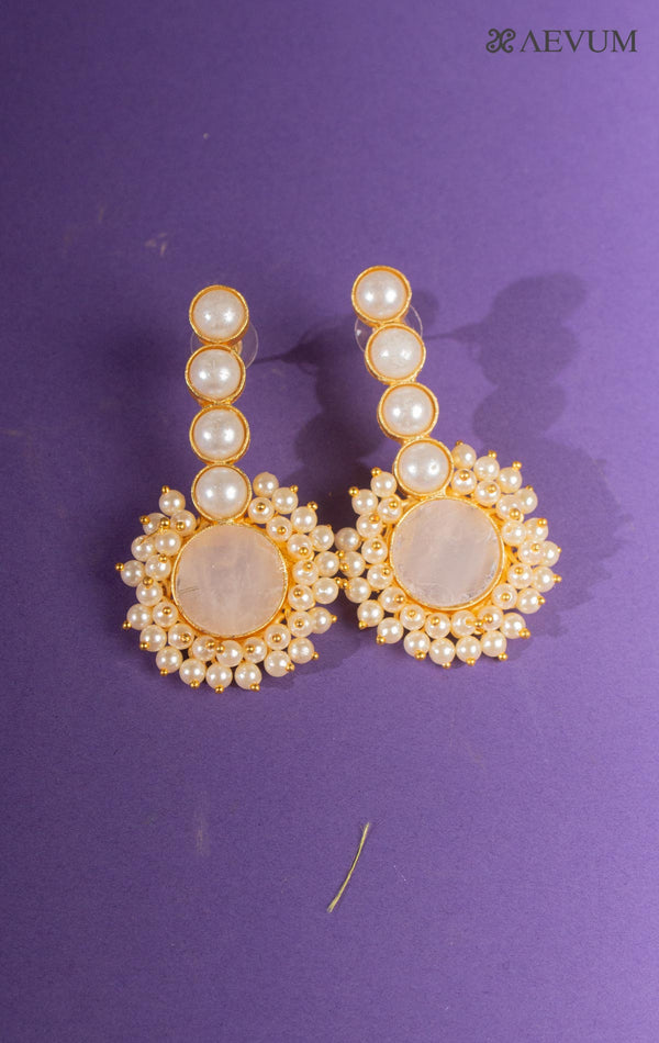Matt Golden Druzy Stone Earrings - 8317 Jewellery Ozanoo   